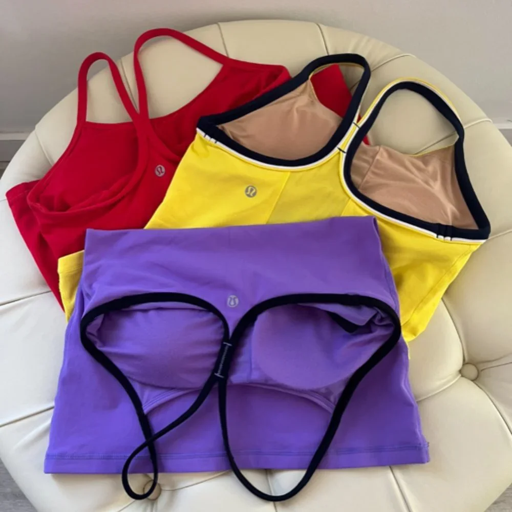 Lululemon Women Power Top Y Tank  Built-In Bra  2Item = 70$ Yellows and Purples - Picture 2 of 8